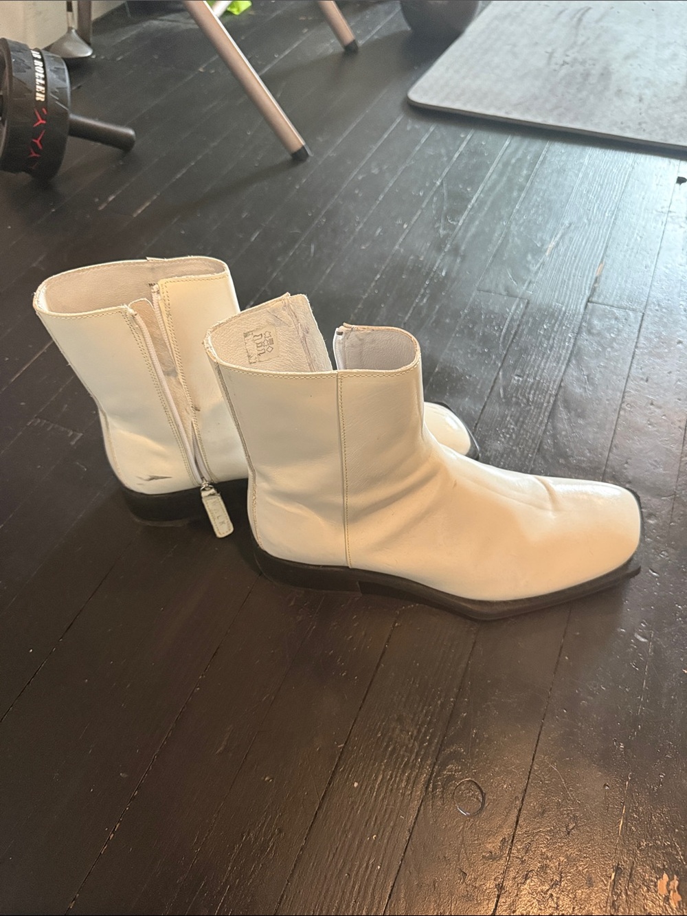 Walk London White Patent Leather Zip Boots